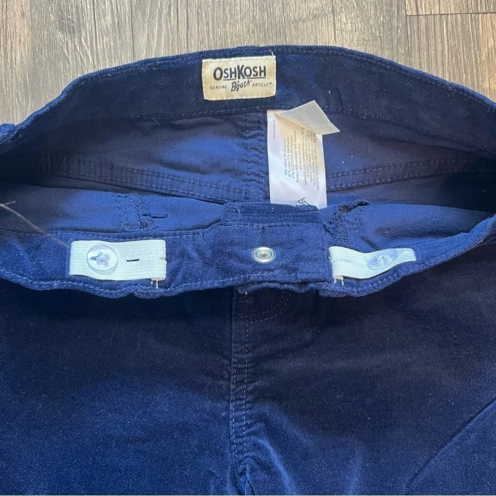 OshKosh B’Gosh Kids Velvet Navy Blue Adjustable Waist Pants Trousers Size 10